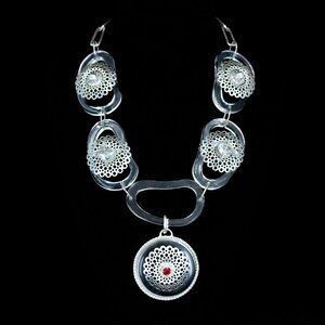 RARE! DANNIJO Chunky Crimson Halo Statement Necklace